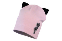Jamiks WAIMEA czapka prążkowana dla dziewczynki kotek pudrowy róż